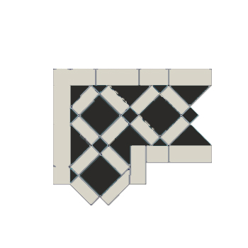 Mosaic House Moroccan tile Fes B 6-1 Corner Black White  zellige, mosaic, zellij, border, glaze, traditonal, classic 